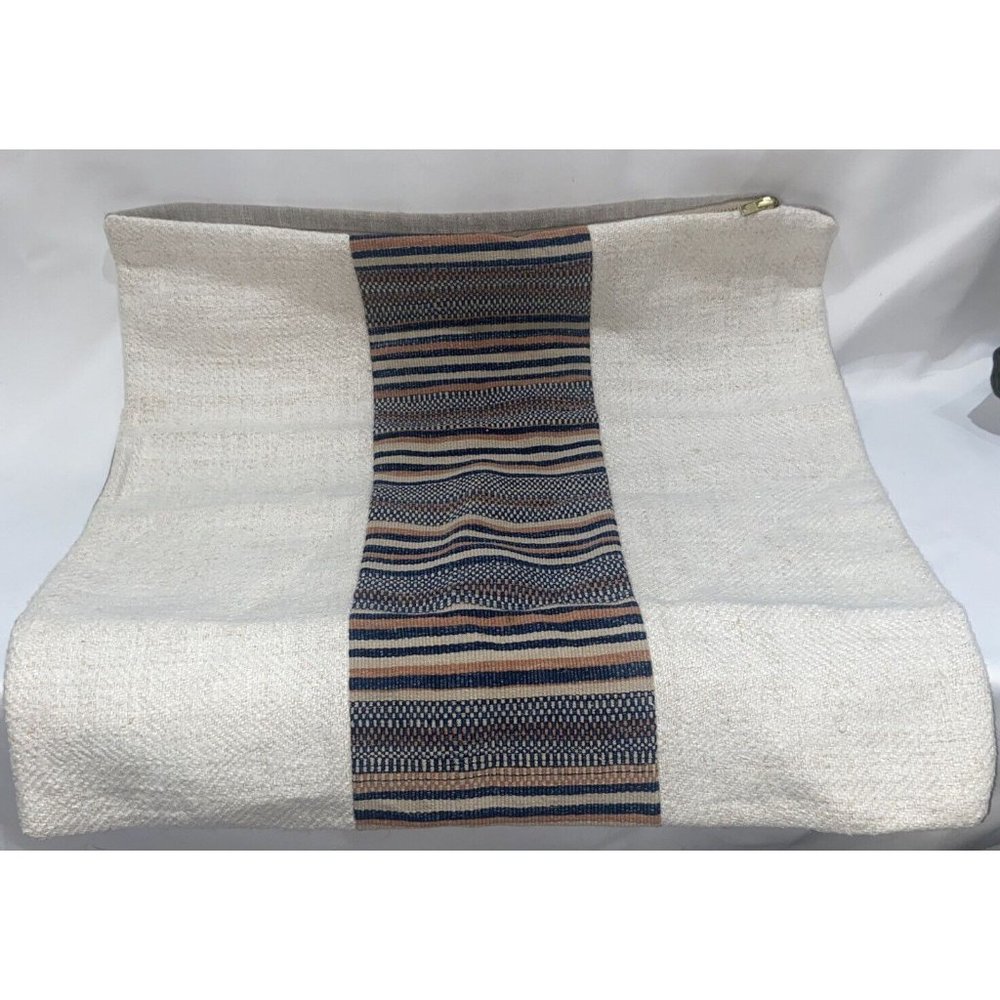 Indiebungalow Pillow cover 19”x19” Linen Top Zipper Beige Blue Coral